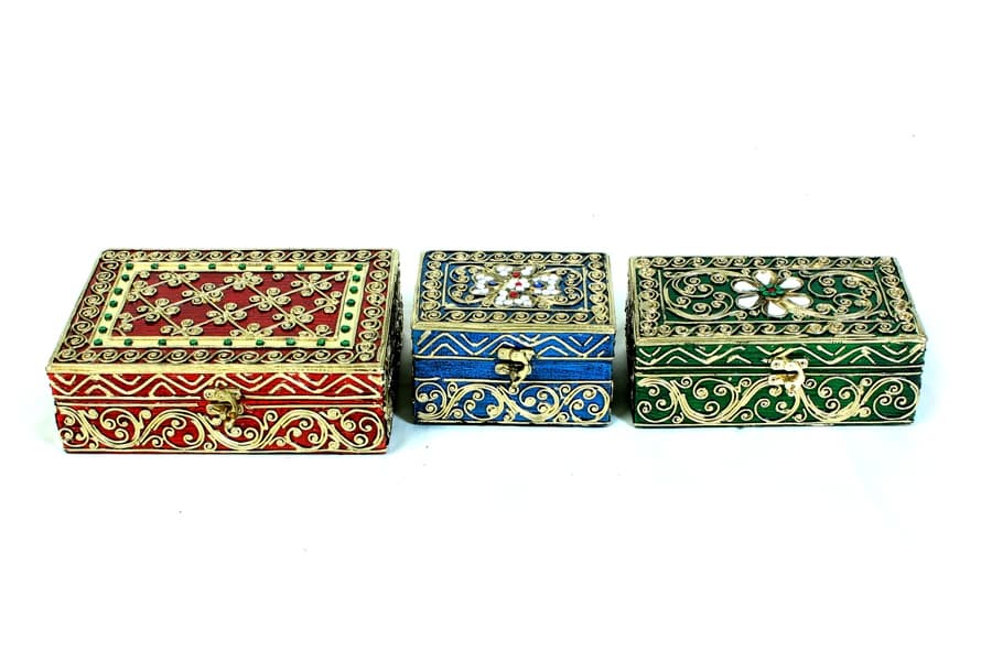 Wooden box square shape design antique decorative Thai